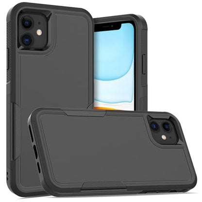 MDCN for iPhone 11 Case: Dual Layer Protective Heavy Duty Cell Phone Case Shockproof Rugged Bumper Tough with Screen Protector - 16ft Military Grade Drop Tested for Appple iPhone 11 (6.1 inch), Black - color: Black (PC) + Black (TPU)