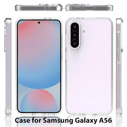 for Samsung Galaxy A56 5G Case Crystal Clear Slim Hard Case Hybrid Shockproof Bumper with Tempered Glass Screen Protector Full Body Anti-Yellow Anti-Scratch Phone Protective Cover - color: Galaxy A56 5G