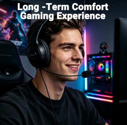 Megadream Wired Gaming Headset with Mic (3.5mm) - Headphone with to-Shiba Speaker, Protein Earpads Braided Cable for PS5/PS4/Xbox/Switch/PC/iPad/Tablet/Remote Work/Office- with USB-C/USB-A Adapter - color: Black | Dual Ear | Flexible Mic