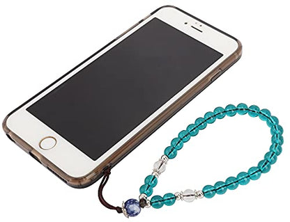 Cell Phone Lanyard Strap Bling Crystal Beads Hand Wrist Lanyard - color: 17cm Royal Blue & Red