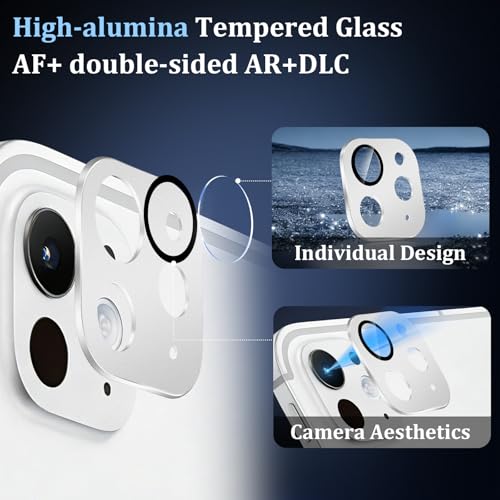 Camera Lens Protector Compatible for iPad Pro 11/13 Inch M5/M4 2025/2024,Matte Metal Tempered Glass Rear Camera Screen Cover Accessories,[Anti-Scratch] [Drop-Proof][Full Coverage] - Silver - color: Silver