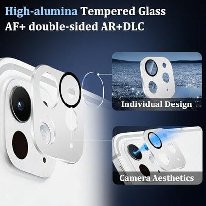Camera Lens Protector Compatible for iPad Pro 11/13 Inch M5/M4 2025/2024,Matte Metal Tempered Glass Rear Camera Screen Cover Accessories,[Anti-Scratch] [Drop-Proof][Full Coverage] - Silver - color: Silver