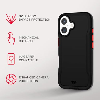 Tech21 EvoPro for iPhone 16 Compatible with MagSafe - Impact Protection Case 21x Military Standard Tested - in Black - color: Black, size: iPhone 16