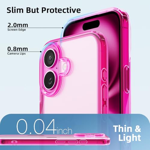 Mobnano for iPhone 16 Case, Protective Shockproof Bumpers [Not Yellowing] Anti-Scratch Transparent Slim Hard PC Back Soft TPU Frame Cover for Men Women - Rose Red - color: Rose Red