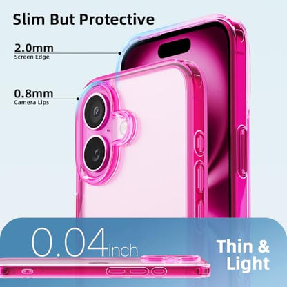 Mobnano for iPhone 16 Case, Protective Shockproof Bumpers [Not Yellowing] Anti-Scratch Transparent Slim Hard PC Back Soft TPU Frame Cover for Men Women - Rose Red - color: Rose Red