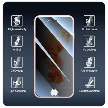 3-Pack Privacy Screen Protector for iPhone 7 Plus/8 Plus, Anti-Spy Tempered Glass Film, Dark Private Black Protection, 9H Hardness, Anti-Scratch, Bubble Free, Case Friendly - color: IP 7 Plus/8 Plus Black 3pcs
