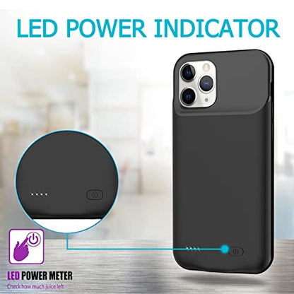 Upgraded 10000mAh High Capacity Rechargeable Portable Protective Extended Charger for iPhone 11 Pro Max (6.5 inch) - Compatible with iPhone 11 Pro Max - Charging Case & Carplay (Black)