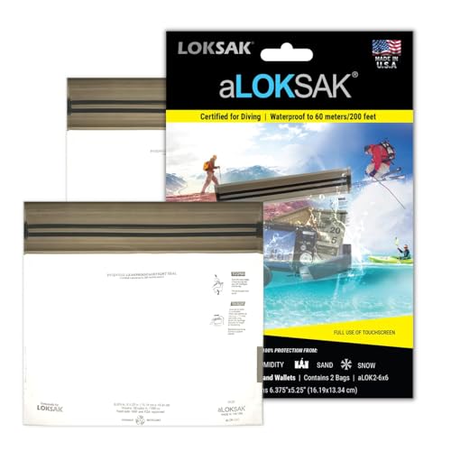 LOKSAK - aLOKSAK Waterproof Cellphone Dry Bags - Airtight Underwater Phone Pouch - Touch Screen Compatible - Diving Certified - size: 6 X 6 inch - 2 Pack