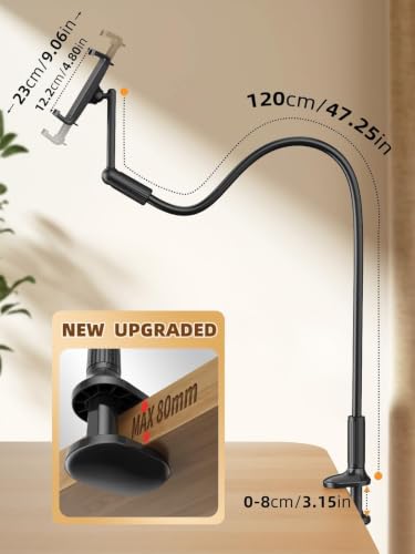 SAIJI 47" Extended Gooseneck Kindle Holder with Adjustable Double Joint-Arm - color: Black