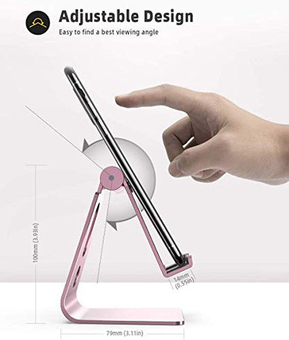 Lamicall Aluminum Cell Phone Stand for Desk, Pink Desk Accessories - color: rose gold