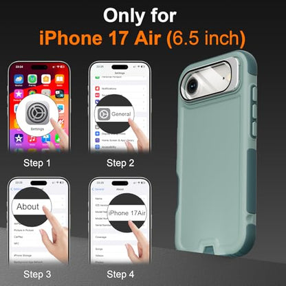 Follaroma Magnetic for iPhone 17 Air Case with Camera Stand, Green, 6.5" | Built-in Glass Camera Cover,Compatible with MagSafe,Heavy Duty Shockproof Protective,Military-Grade Anti-DropDual Layer Cover - color: Green, size: iPhone 17 Air 6.5''