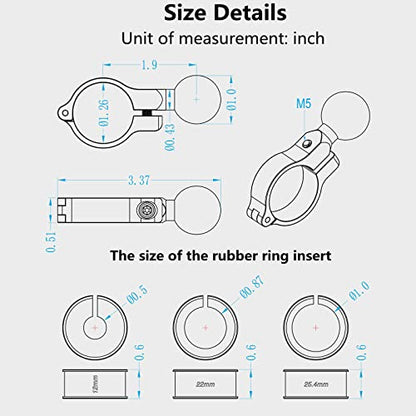 BRCOVAN Aluminum Alloy Handlebar Mount Base with 1'' TPU Ball - style: R3-Set of 1