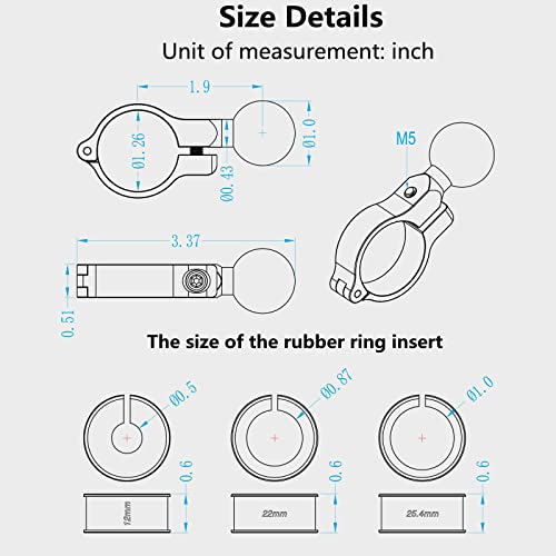 BRCOVAN 10 Pack, Aluminum Alloy Handlebar Mount Base with 1'' TPU Ball - style: R3-Set of 10