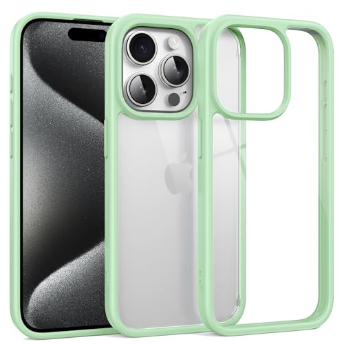 Supdeal Shockproof Clear Case for iPhone 15 Pro, [Not Yellowing] [10FT Military Drop Protection] Hard Clear Back Four Corner Airbags Drop Protection Phone Cover, 6.1 inch, Bright Green - color: Bright Green, size: iPhone 15 Pro