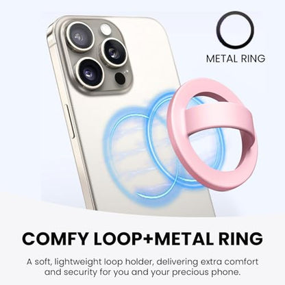 Magnetic Silicone Phone Grip Ring Holder Compatible with MagSafe Phone Case - color: Pink