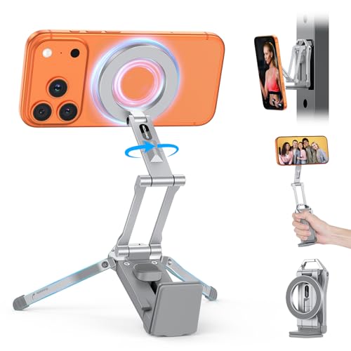 OMOTON TP02 360°Rotating Adjustable Aluminum for MagSafe Tripod, Silver - color: 5-Silver