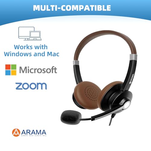 Arama USB Headset with Mic for PC, USB-C/A & 3.5mm Jack