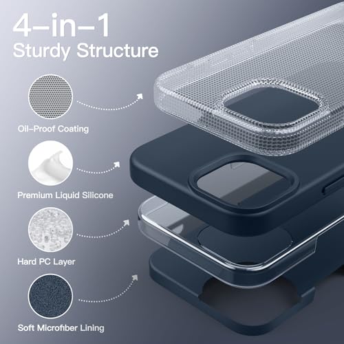 JETech Silicone Case for iPhone 15 Pro Max, Navy | Silky Soft Touch, Shockproof Protection, Scratch Resistant, Microfiber Lining - color: Navy, size: iPhone 15 Pro Max