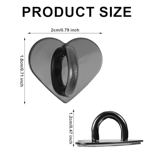 Gosknor 8pcs Heart Cell Phone Ring Holder, Cute Phone Charm Hooks Adhesive Smartphone Finger Ring Grip Sticky Metal Loop Stand for Cellphone Case Pad Tablet DIY Accessories (black) - color: black