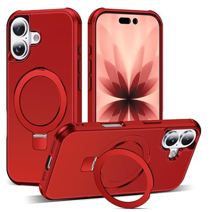 SKYLMW Compatible with iPhone 17 Case with Stand,Red | iPhone 17 Phone Case 6.3",Magnetic Ring Stand,Compatible with MagSafe,Military-Grade Protection,Great Grip Feeling - color: Red, size: Iphone 17