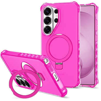 Compatible with Samsung Galaxy S26 Ultra Case 6.9'' Cute Wavy Frame with Magnetic Stand [Compatible with Mag-Safe] Military-Grade Translucent Phone Case for S26 Ultra, Hot Pink - color: Hot Pink, size: Samsung Galaxy S26 Ultra