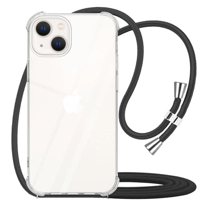 for iPhone 13 Mini Case with Adjustable Crossbody Shoulder Strap,Lanyard Phone Case for iPhone 13 Mini,Clear Soft TPU Anti-Yellowing Shockproof Protective Cover 5.4 inch - Black - size: iPhone 13 Mini