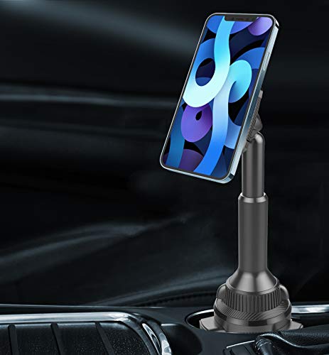 OQTIQ Magnetic Phone Cup Holder for Car - Adjustable Height & Multi-Angle - One-Hand Operation - Compatible with Samsung, Google, & More - Black, Not for MagSafe - color: Black & Red-Magnetic