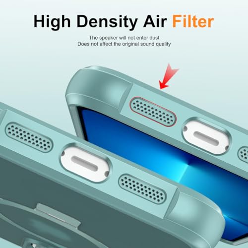 CHAOFEnG Magnetic Compatible with iPhone 13 Pro Max Case with Stand [Military Grade Drop Tested][Compatible with Magnet] Ring Translucent Slim Hard Back Soft Edge, Teal Green - color: Teal Green, size: iPhone 13 Pro Max
