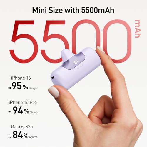 iWALK Portable Charger 5500mAh Next-Gen Small Power Bank 22.5W Fast Charging Battery USB-C Portable Phone Charger for iPhone 18/17/16/15 17 Plus 17 Pro Max iPad, Samsung Galaxy S25 S24 Android,Purple - color: Purple