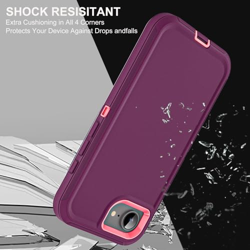 YKHJKLEC for iPhone 16e Case, Military Grade 3 in 1 Heavy Duty Shockproof/Drop Proof/Dust Proof Case with 2Pcs Tempered Glass Screen Protector (Purple/Pink) - color: Purple/Pink