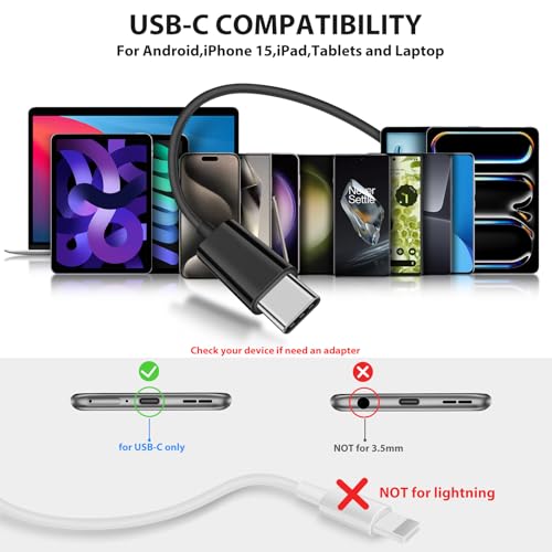 APETOO USB C Open-Ear Headphones with Earhook Mic & Volume Control Black - color: Black