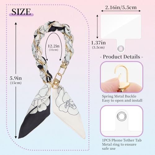 ZOOEASS Phone Wrist Lanyard Gold Metal Scarf Phone Charm Strap with Tether Tab Women Phone Chain Accessories for Handbags - color: Style 1