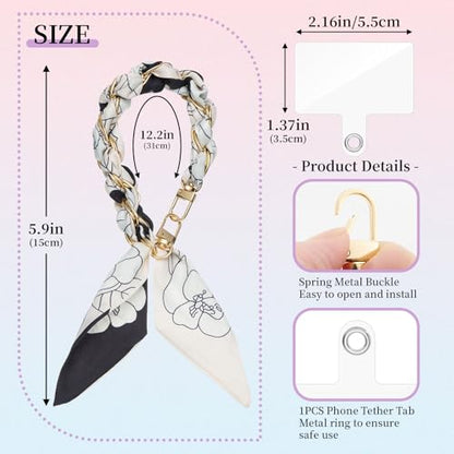 ZOOEASS Phone Wrist Lanyard Gold Metal Scarf Phone Charm Strap with Tether Tab Women Phone Chain Accessories for Handbags - color: Style 1