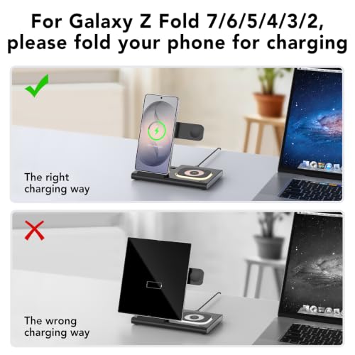 Wireless Charger for Samsung Charging Station, Foldable & Nightlight - color: black