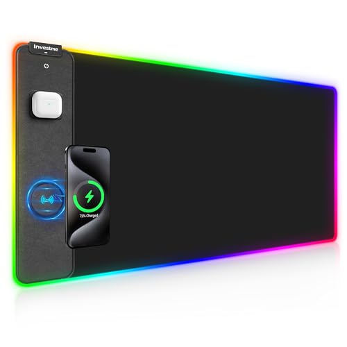 Wireless Charging RGB Gaming Mouse Pad, Large XXL Desk Mat, 31.5"x15.7"