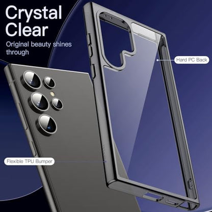 JETech Case for Samsung Galaxy S24 Ultra 5G, Non-Yellowing Shockproof Bumper Protective Phone Cover, Anti-Scratch Hard PC Back (Black) - color: Black, size: Galaxy S24 Ultra