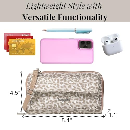 Baggallini Rfid Phone Wallet Crossbody - color: Mocha Cheetah Print