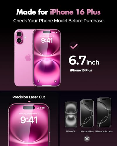 UNBREAKcable 3-Pack Screen Protector for iPhone 16 Plus,Tempered Glass | Shatterproof Glass,One Pull Perfection,Auto Dust Elimination,99.99% HD Clear,Bubble Free,Full Coverage for Apple 6.7 Inch - size: iPhone 16 Plus