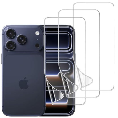 3 Pack TPU Screen Protector for iPhone 17 Pro, Self-Healing HD Clear Soft Flexible Hydrogel Film Compatible with iPhone 17 Pro 6.3" - Scratch-Resistant, Bubble Free, Easy Installation - size: iPhone 17 Pro