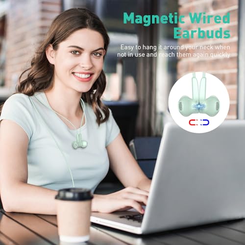USB C Headphones Magnetic Wired Earbuds with Mic Volume Control 4ft Green - color: Green