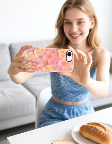 Jusy Magnetic Oil Painting Flower Floral Case for iPhone 16e/17e, Pink | Compatible with MagSafe, Cute Aesthetic Flower Design, TPU and PC Protective Phone Cover - color: Pink Oil Painting Flower