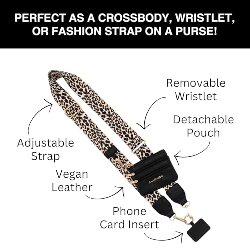 Save the Girls Clip & Go Phone Lanyard Crossbody Strap with Wallet, Leopard - color: Leopard