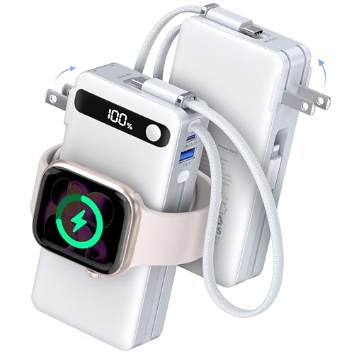 22.5W Fast Charging Portable Charger, 10000mAh Power Bank for Apple Watch - color: White
