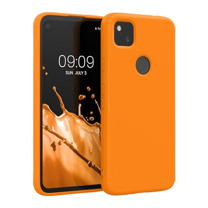 kwmobile Case Compatible with Google Pixel 4a Case - Slim Protective TPU Silicone Phone Cover - Fruity Orange - color: Fruity Orange