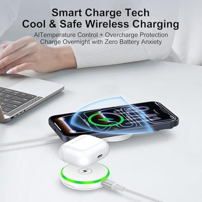 25W Magnetic Wireless Charger Fast Charging Pad MagSafe Charging Station - color: White-2