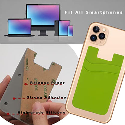 3 Pack Blue Adhesive Phone Wallet Stick on Card Holder for Phone Case - color: Blue