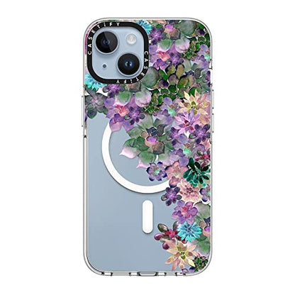 CASETiFY for iPhone 14 Case - Impact Clear Compatible with MagSafe | Not Yellowing | 6.6 ft. 3X Military Grade Drop Protection | MY SUCCULENT GARDEN | Clear - color: MY SUCCULENT GARDEN, size: Iphone 14 (6.1")