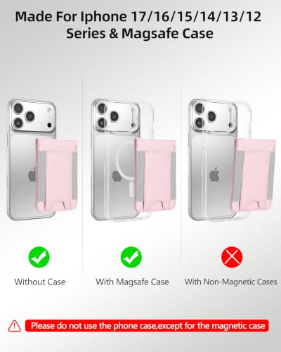 for MagSafe Wallet with Money Clip, ID Window & 8 Card Holder | Stronger Magnetic Wallet for iPhone 17/16/15/14/13/12 Series, RFID Blocking, for iPhone Wallet with Adjustable Stand - color: Soft Blush Pink