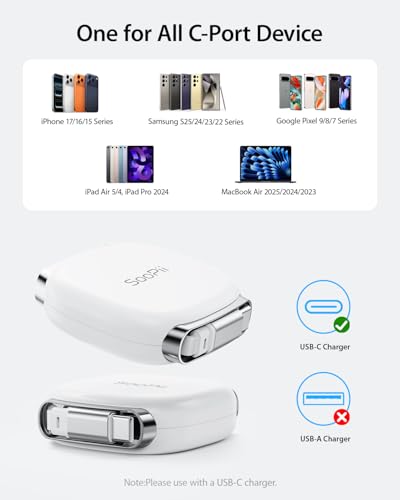 SOOPII 240W Retractable USB C Cable with Mag Snap Storage (2Pack 3.3FT) - color: White, size: 3.3FT-2Pack