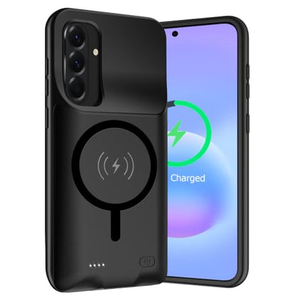 Battery Case for Galaxy A57, Upgraded 12000mAh Rechargeable Portable Wireless Charging Case Compatible with Galaxy A57 5G (6.7 inch) with Carplay Extended Battery Pack Charger Power Case (Black) - size: Galaxy A57